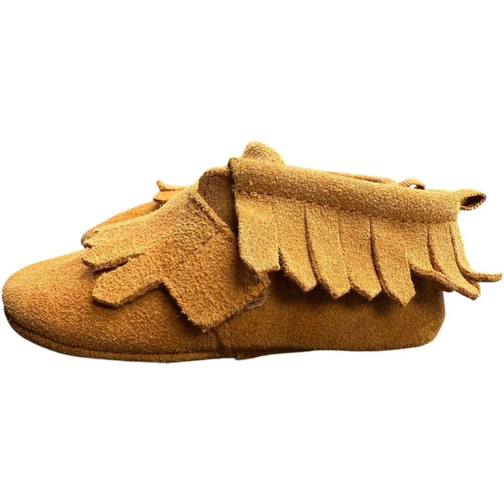Baby’s Tan Genuine Leather Moccasins- Size 4‎